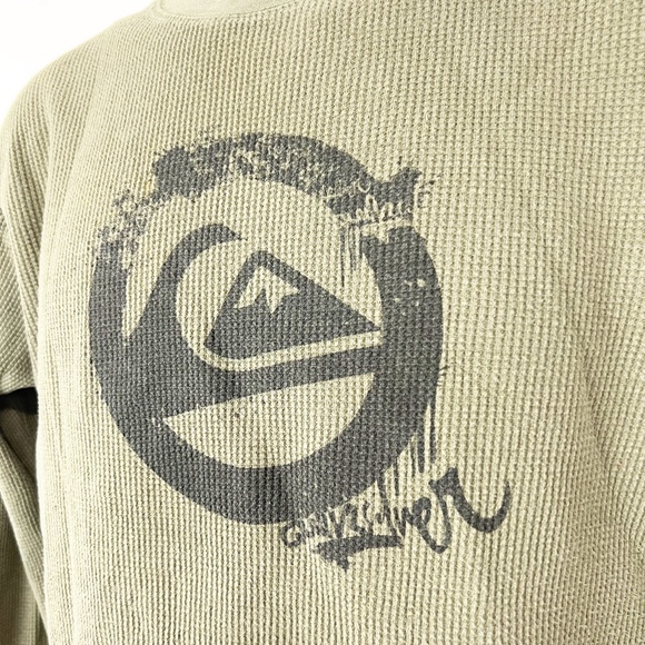 Quicksilver Green Waffle Knit Pullover Sweatshirt Thermal Sweater Men's Medium - Picture 4 of 10